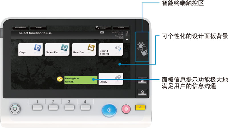 柯尼卡美能达彩色复印机bizhubC658操作面板-科颐办公